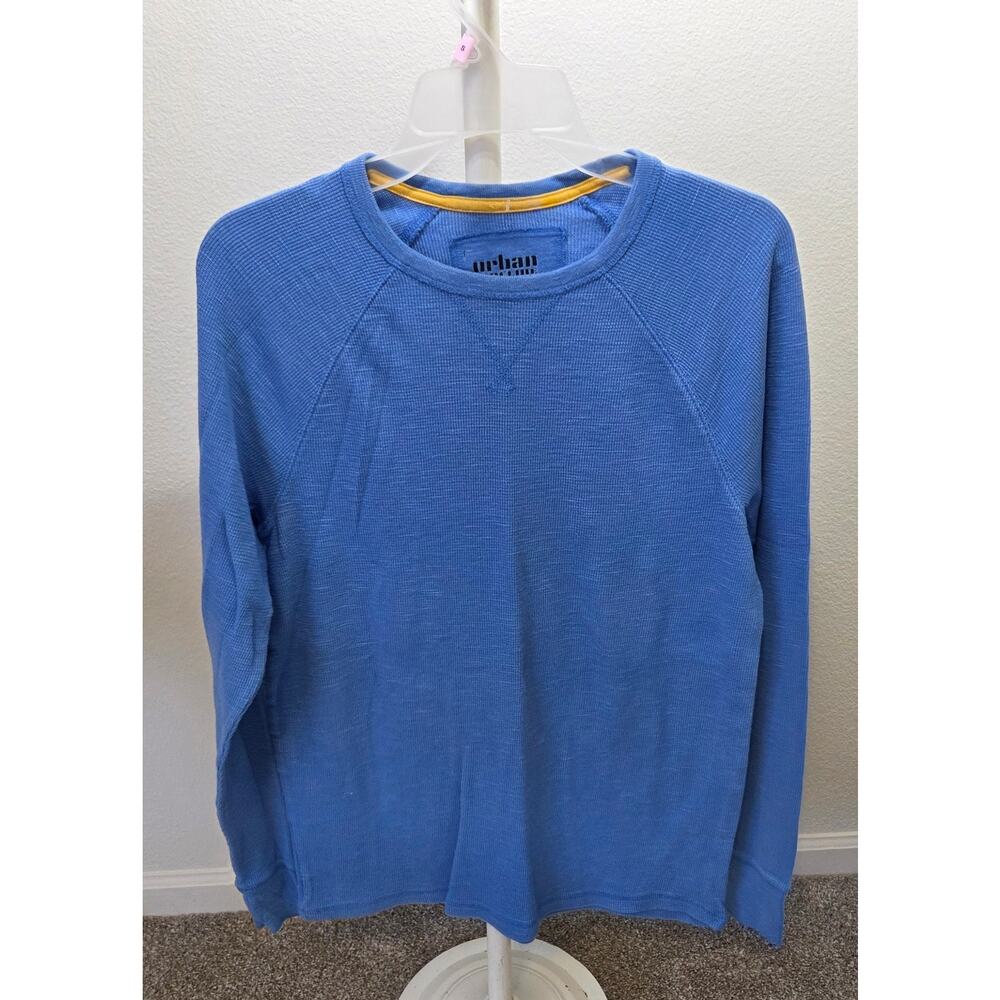 Urban Pipeline Men's Size Large Blue Long Sleeve Ribbed Texture Shirt